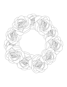 Flower Rose Wreath Border Tracing Shape Pdf, Free Vectors File